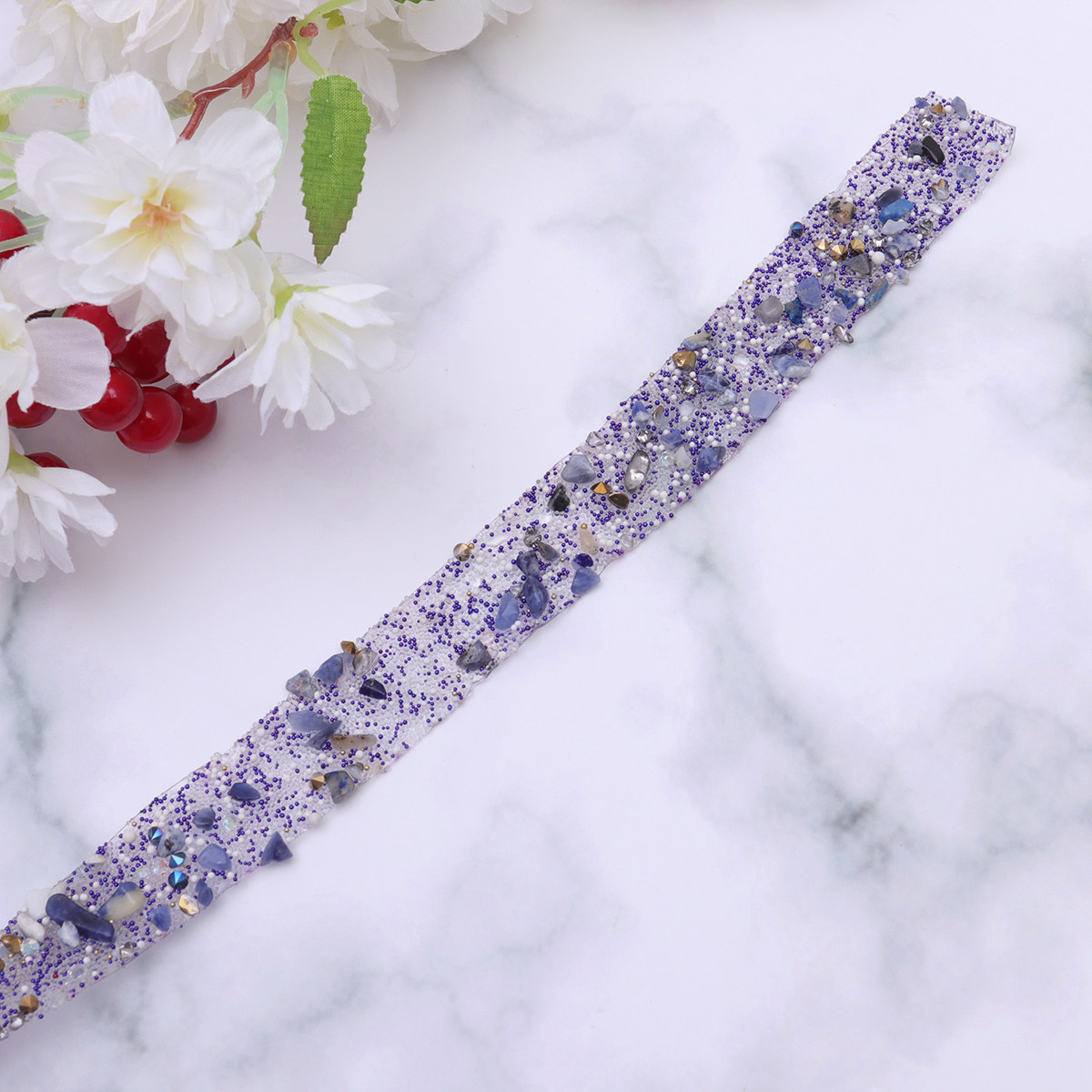 Craft Embellishment - 1 Meter Purple Rhinestone Applique Trim