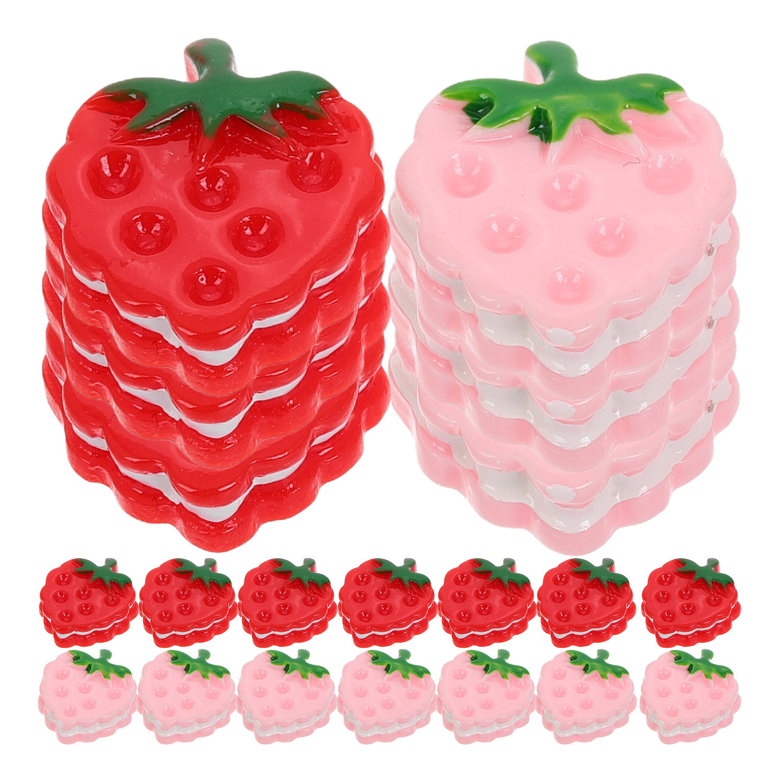 Craft Embellishment - 20Pcs Exquisite Miniature Strawberry Cookie Resin