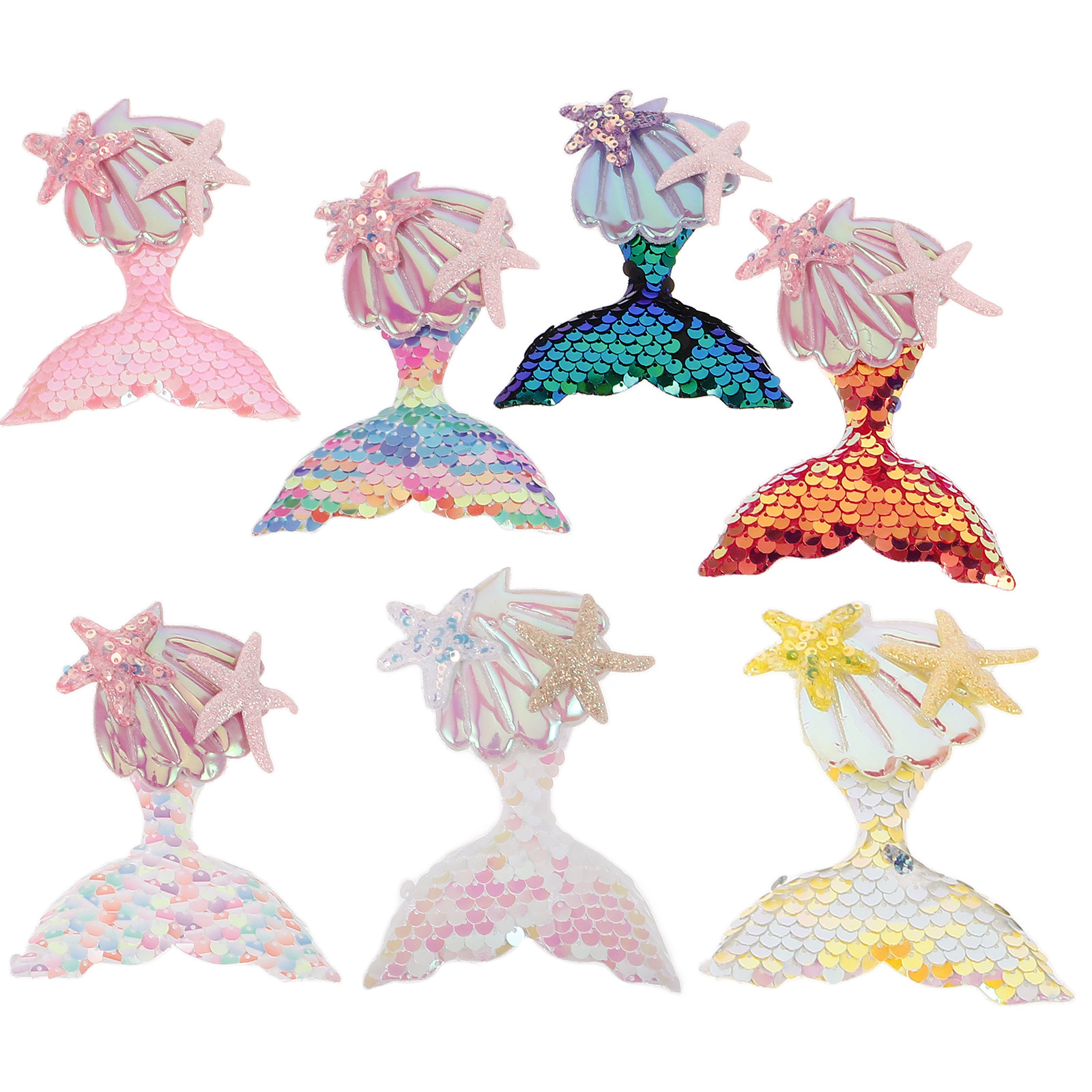 7Pcs Mermaid Fabric Patches fo - Craft Embellishment ulasan dan harga