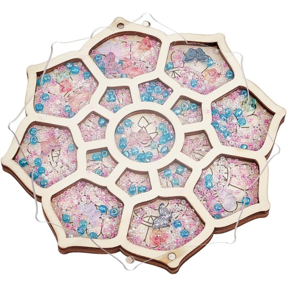 Wood Bead Organizer Tray Flowe - Craft Embellishment Storage ulasan dan harga