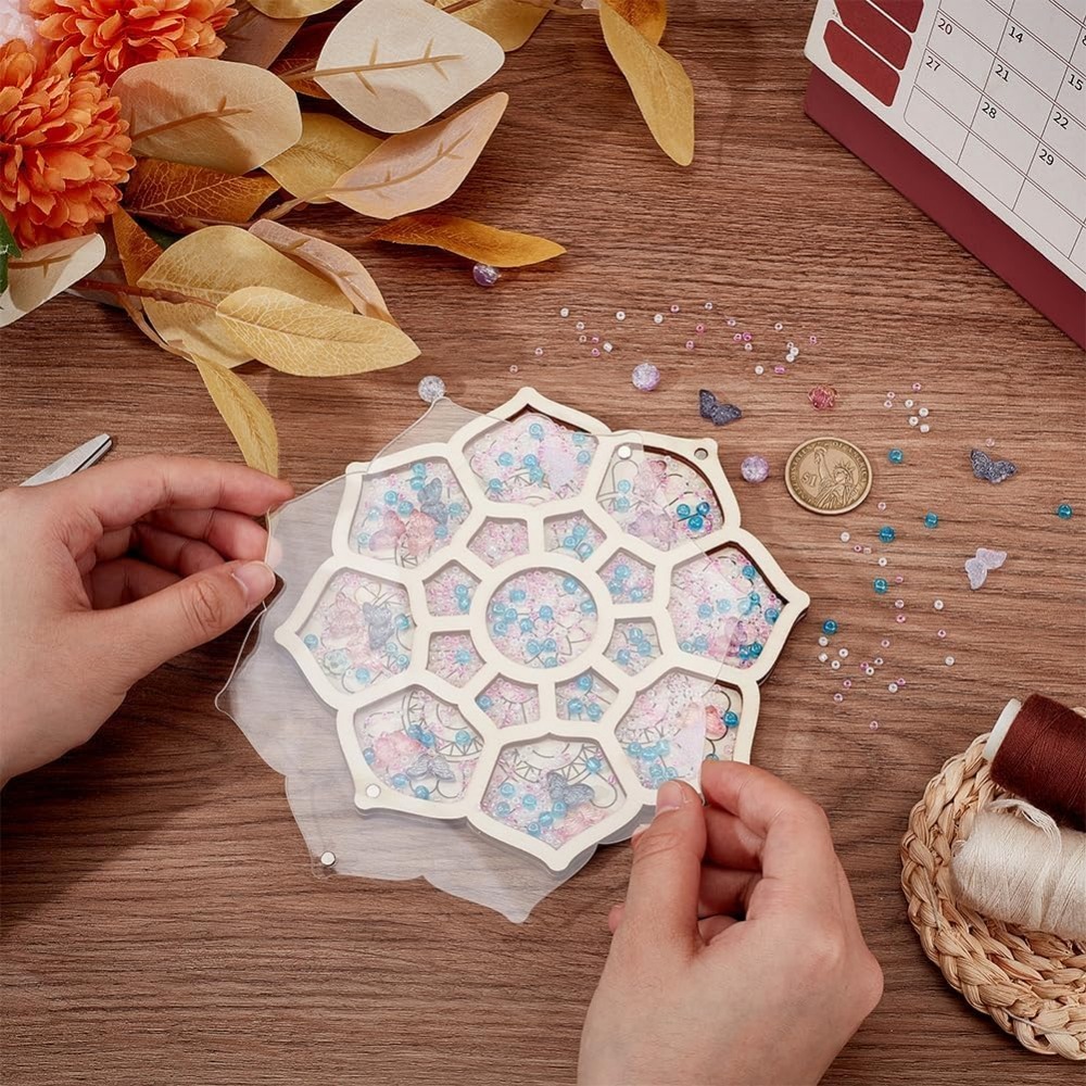 Wood Bead Organizer Tray Flowe - Craft Embellishment Storage ulasan dan harga