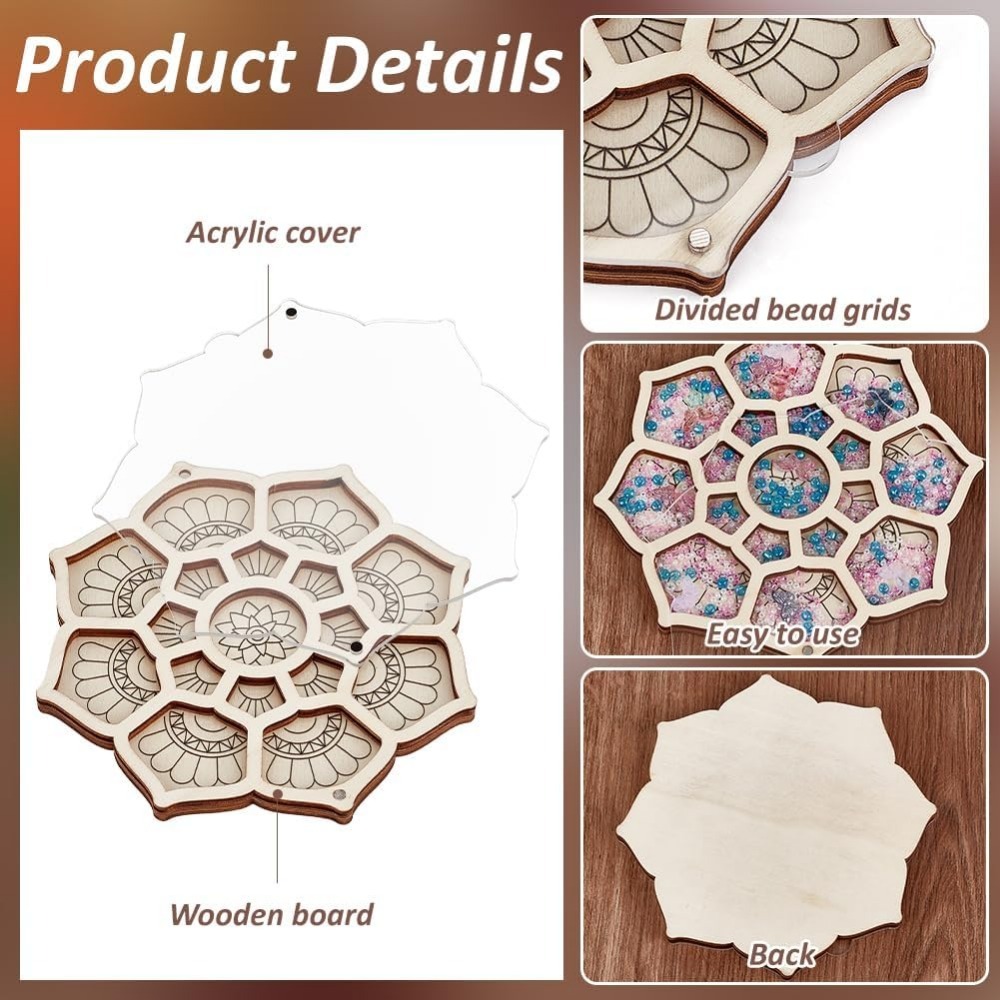 Wood Bead Organizer Tray Flowe - Craft Embellishment Storage ulasan dan harga
