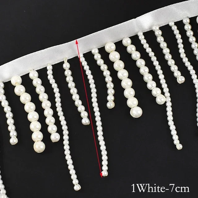 1/2Yards Pearl Beaded Tassel F - Fringe Ribbon Sewing ulasan dan harga